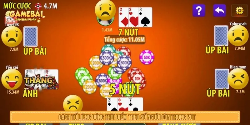 Cách tố liêng đúng thời điểm theo số người còn trong pot