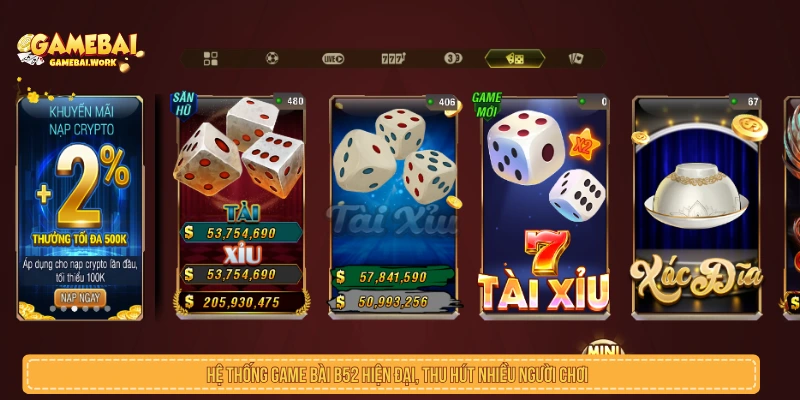 Game Bài B52 Trải Nghiệm Sảnh Cược Đổi Thưởng Đỉnh Cao Hệ thống game bài B52 hiện đại, thu hút nhiều người chơi